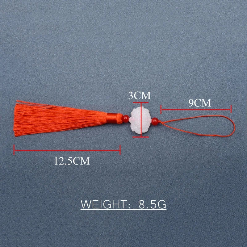 1 Pcs White jade lotus Fringe Trim Bookmark Silk Tassels Pendant DIY Sewing Curtains Accessories Clothes Bag Craft Supplies Oasis Select