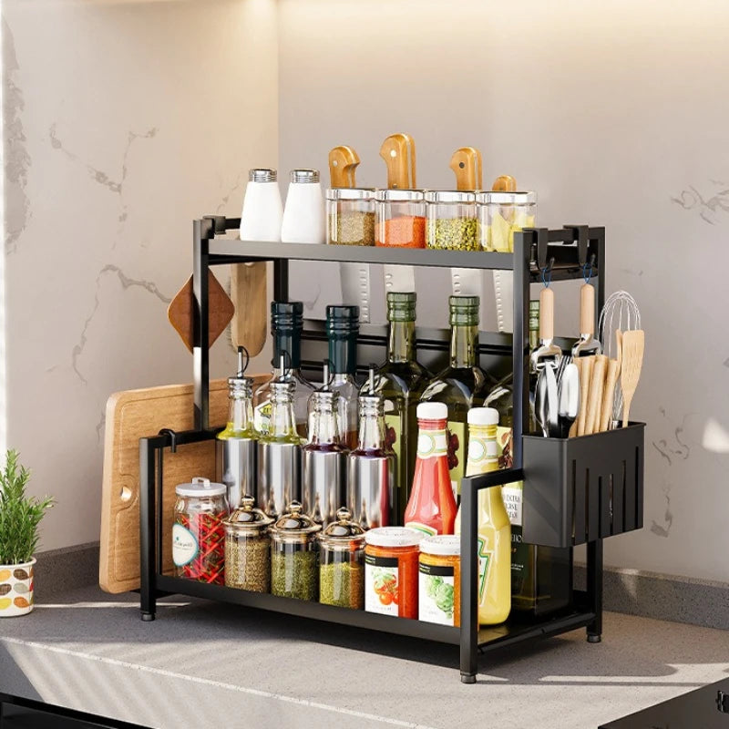 Kitchen seasoning rack Multifunctional countertop seasoning jar Chopsticks cartridge Knife holder Cutting board rack Kitchenware Oasis Select