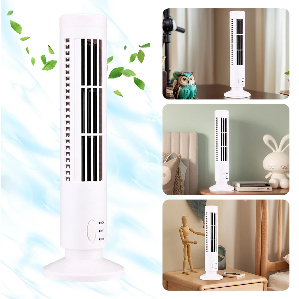 LED Bladeless Tower Fan – USB Portable 2-Speed Floor Fan Bladeless Tower Fan Oasis Select