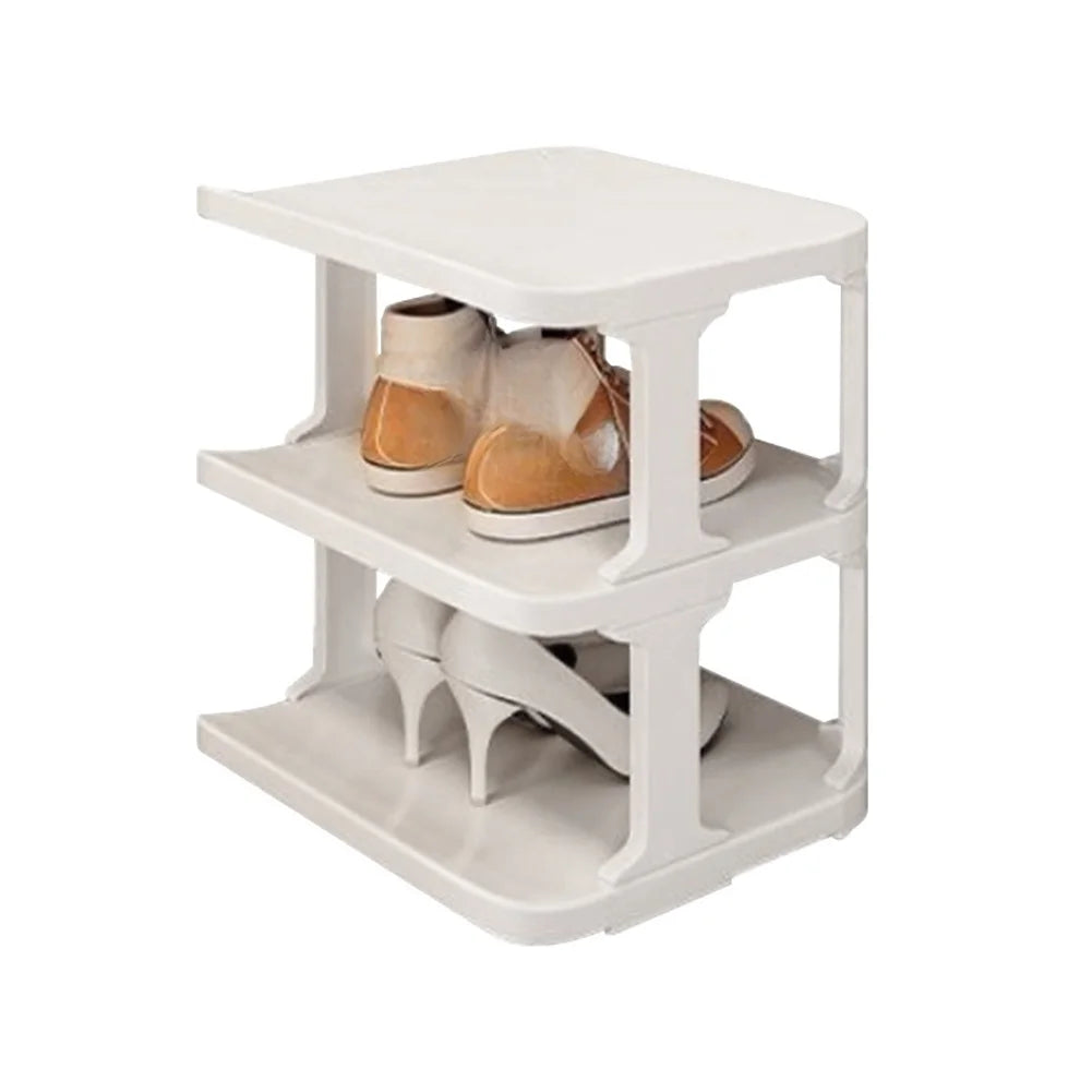 White 3 Tier Slim Shoe Rack Space Saving PP Storage Organizer For Small Entryway Hallway Narrow Corner Home Organization Oasis Select 1pcs