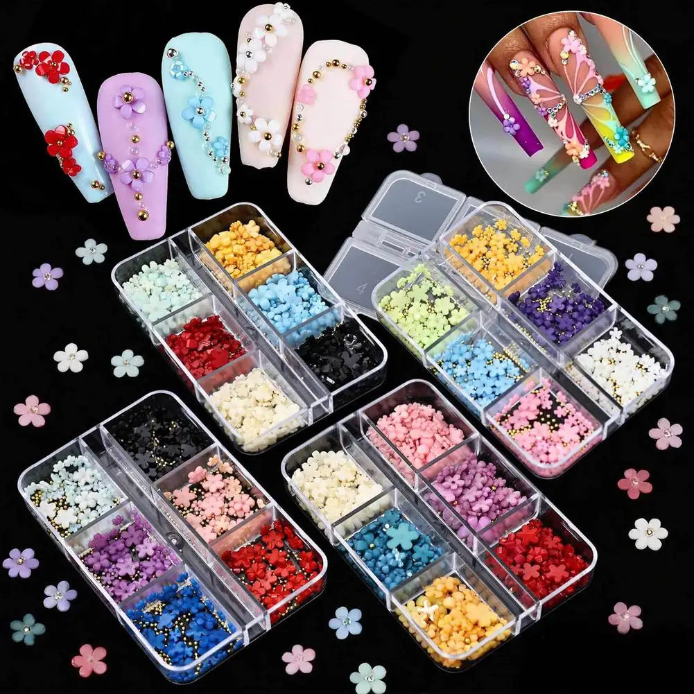 3D Acrylic Flower Nail Charms – DIY Floral Nail Art Decor Set Nail Art Charms Oasis Select