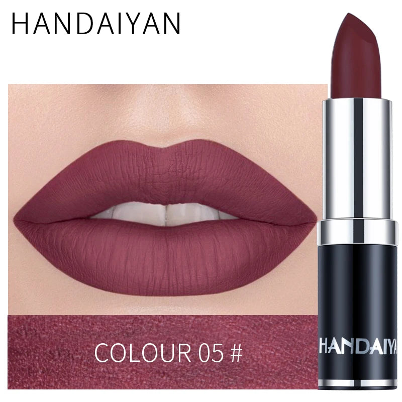 Handaiyan 12-Color Matte Velvet Lipstick – Long-Lasting Coverage
