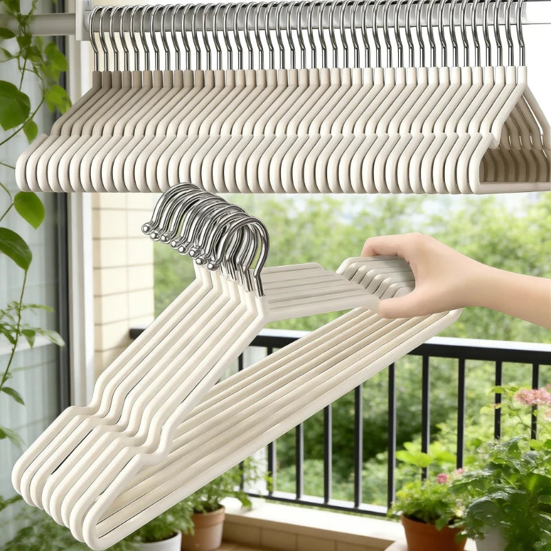 10pcs Nano Coated Non Slip Clothes Hangers Set,Anti Slip Dry Wet Dual Use Hanger,Clothe Organizer for Wardrobe Bathroom Laundry Oasis Select