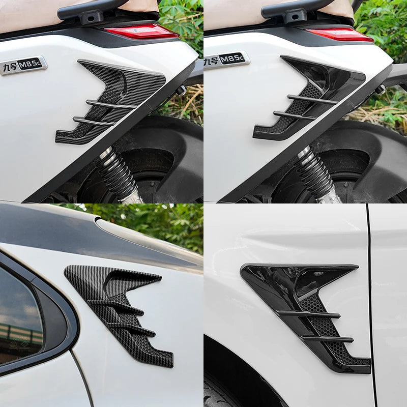 2pcs Car Shark Gill Fender Vent Stickers – Carbon Fiber & Black