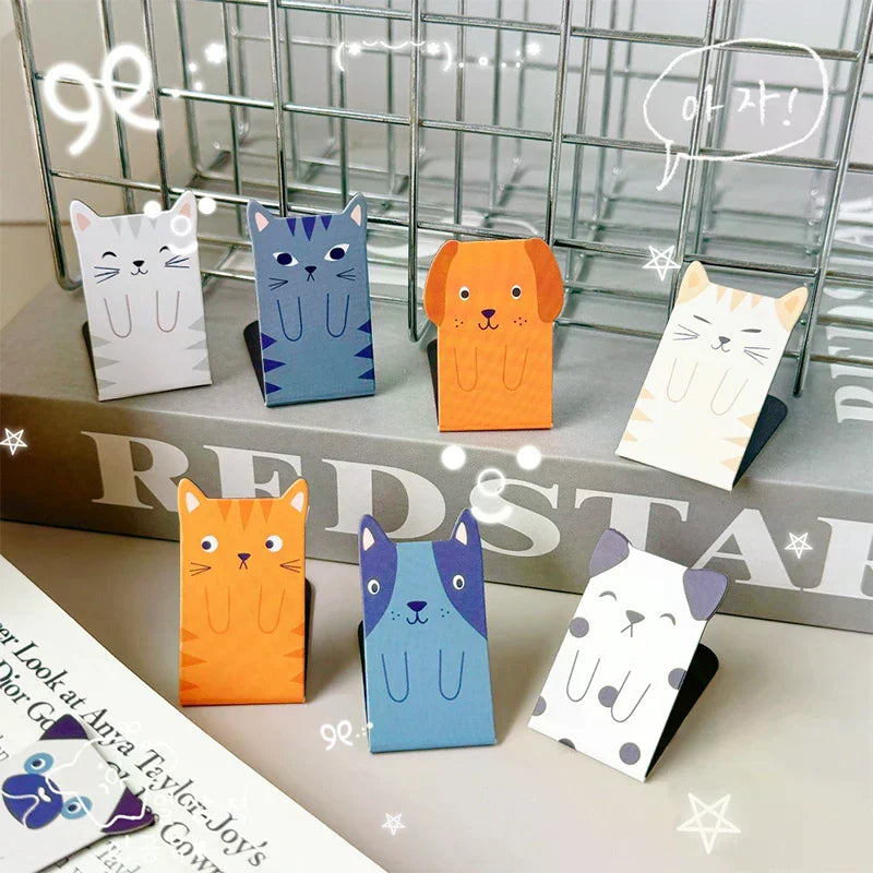 4pcs/set Cute Animal Magnetic Bookmarks - Cartoon Dog Cat Creative Stationery Gift Student Reward Back To School Present Oasis Select