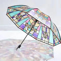 Transparent Vintage Parasol Umbrella Hand-Painted Foldable Parasol Umbrella Stylish Design Folding Umbrella for Colleagues Oasis Select full-fiber 12K