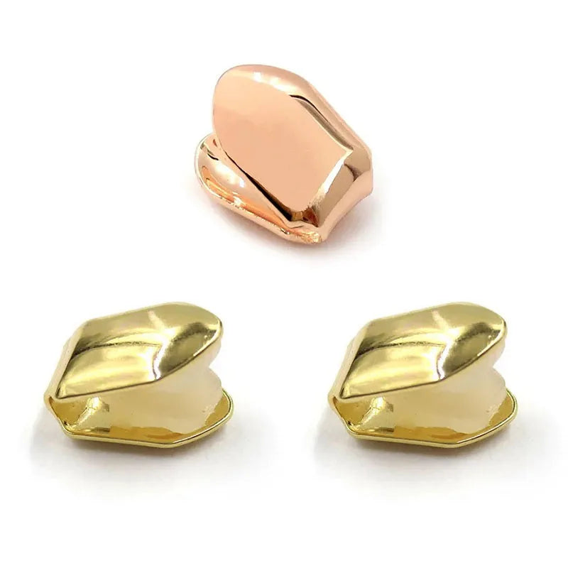 1/3/5Pcs 4 Colors Custom Fit Gold Plated HipHop Single Tooth Grillz Cap Top Bottom Dental Grill Teeth Caps Halloween Cosplay Oasis Select Mix-3pcs 6