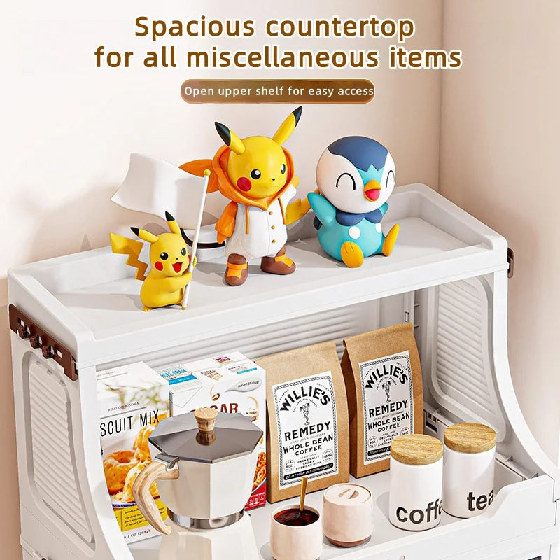 Large Foldable Flip-Top Transparent Storage Cabinet with Wheels - Space-Saving Mobile Organizer for Kitchen Bedroom Living Room Oasis Select