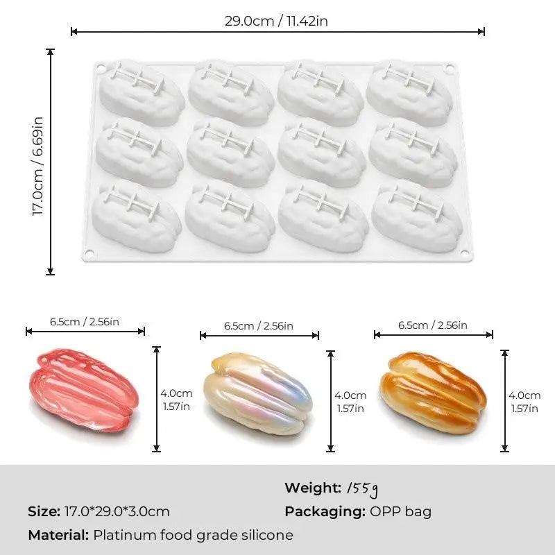 Silicone Pastry Baking Mold 4/12 Cavity Food Grade Non-Stick Reusable Mould for Pecan Nut Chocolate Dessert Making Oasis Select A3