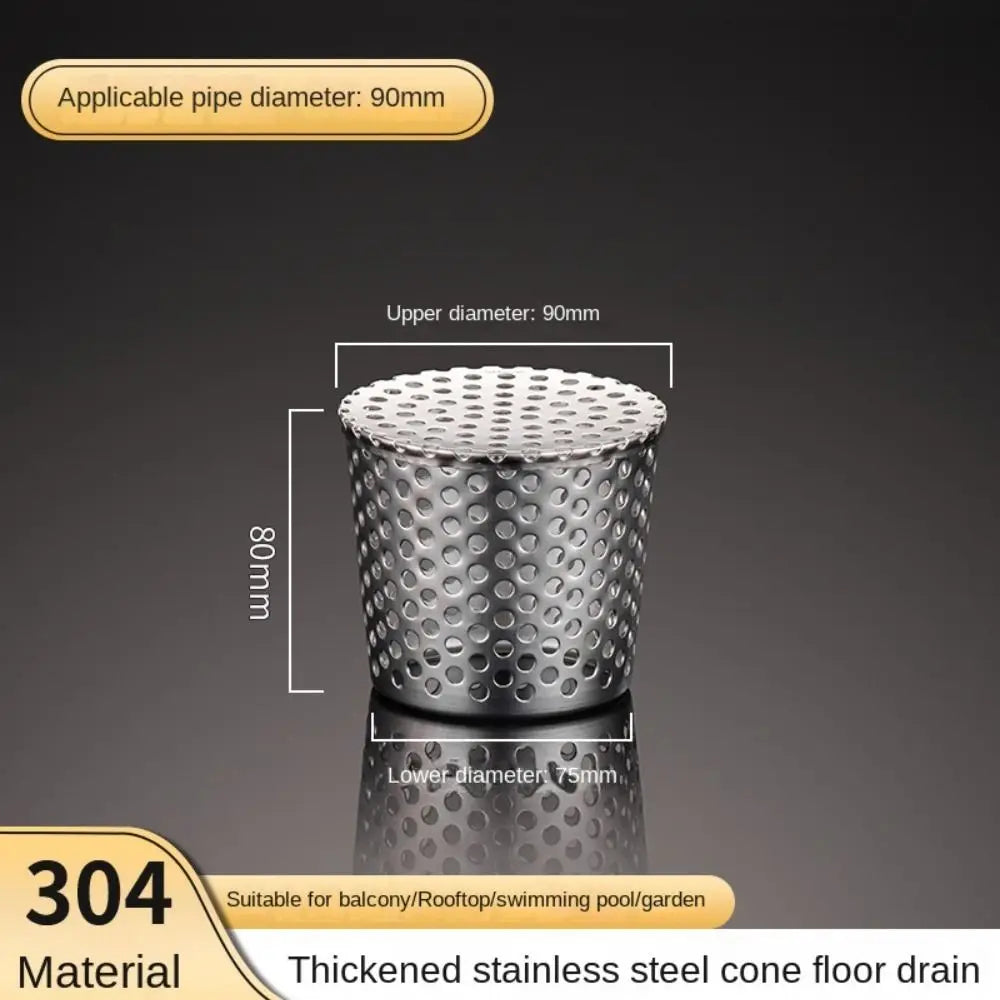 1Pc Stainless Steel Rooftop Floor Drain Cover Anti-Clog Circular Shape Outer Side Filter Screen Balcony Floor Drains Oasis Select 90mm