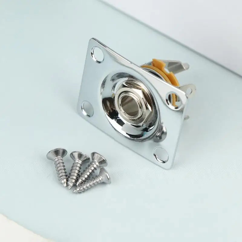 Square Compact Metal Guitar Output Jack Plate, Electric Guitar Socket Panel Replacement Accessory Oasis Select Silver