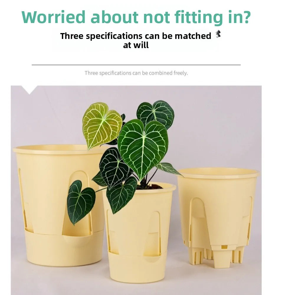 Plastic Self Absorbing Flowerpot Water Storage Thickened Breathable Flowerpot Large Capacity Tall Drain Holes Oasis Select