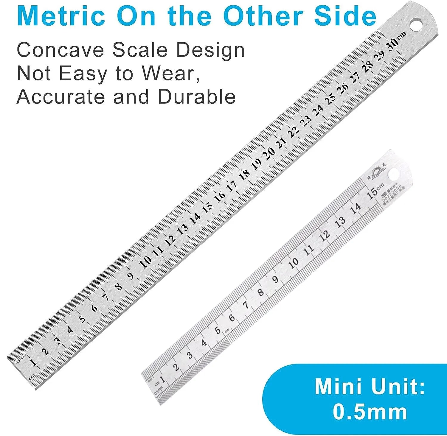 Stainless Steel Double Side Straight Ruler Centimeter Inches Scale Metric Ruler Precision Measuring Tool School Office Supplies Oasis Select