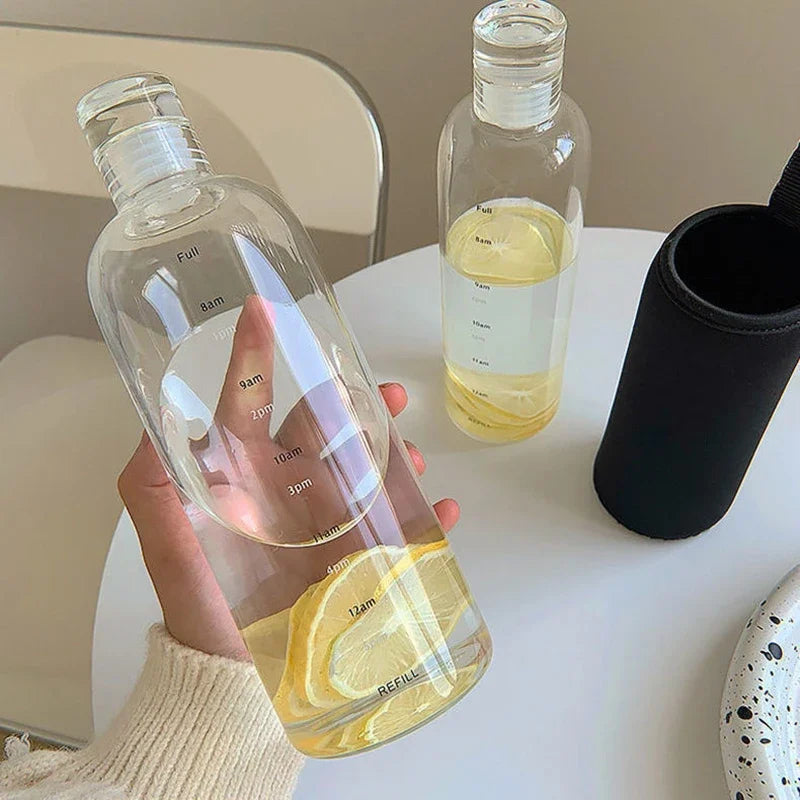 Newest Water Cup Sport Water Bottle With Time Scale Couple Plastic Portable Water Container Anti-drop Outdoor Water Bottle Oasis Select