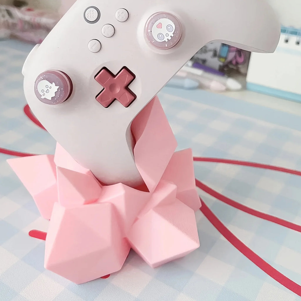 3D Printed Crystal Game Controller Stand Holder Compatible with Xbox PS4 PS5 Switch Gaming Desk Decor Ornament Gift Oasis Select Pink Color