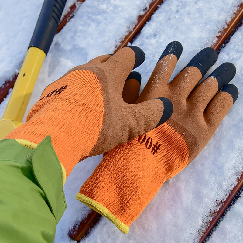Winter Thickened And Velveted Tire Rubber Wear-resistant Anti-slip Construction Site Labor Protection Gloves Construction Gloves Oasis Select