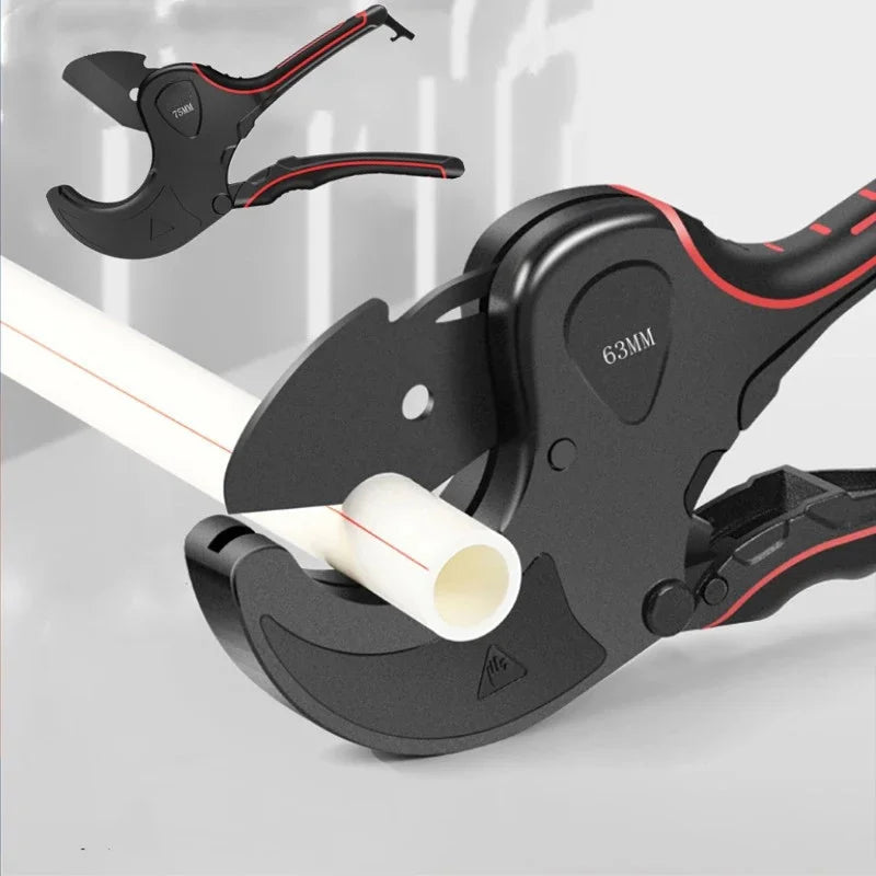 Pipe Cutter 32mm-75mm Aluminum Alloy Body Ratchet Scissor Pipe Cutter PVC/PU/PP/PE Hose Cutting Hand Tool Oasis Select