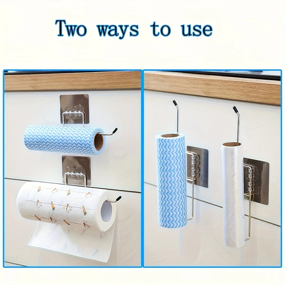 Paper Roll Holder Towel Rack Cling Film Storage Rack Bathroom No Punching Storage Rack Hanging Shelf Kitchen Tissue Accessories Oasis Select