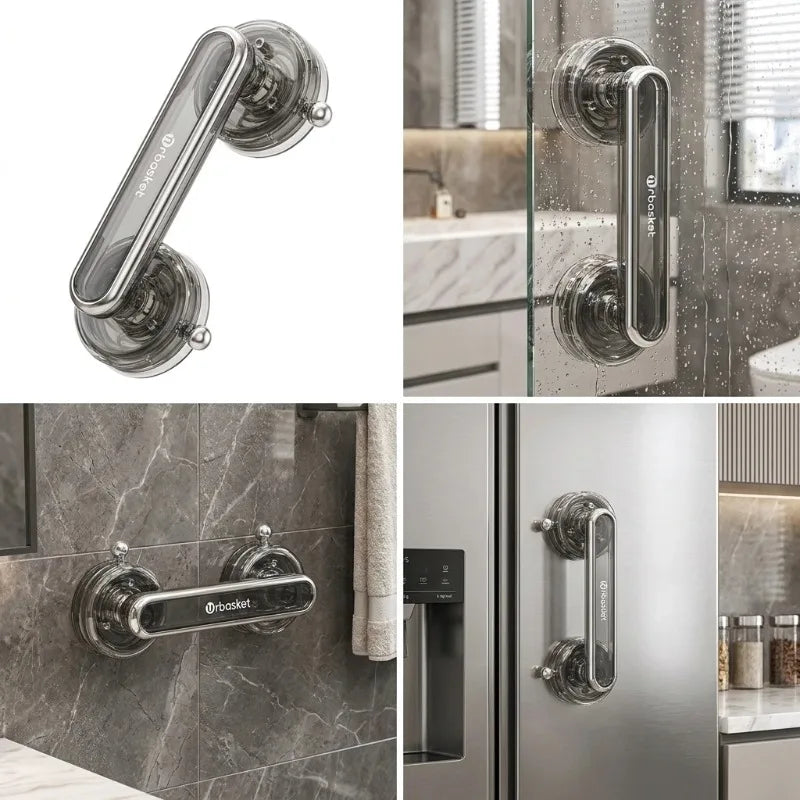 Convenient Waterproof Anti-slip Suction Cup Sliding Door Handle Removable Bathroom and Wardrobe Door Grab Bar Oasis Select