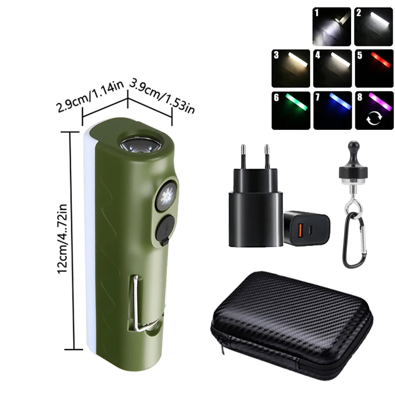 Outdoor LED Camping Lamp Built-in 2*18650 Rechargeable Torch RGB Atmosphere Lamp Portable Hook Tent Lamp Long Lasting Lantern Oasis Select Small Set B