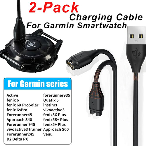 2-Pack Garmin Smartwatch USB Replacement Charger Cable Smartwatch Charger Oasis Select