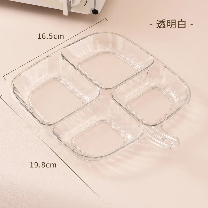 4 Grids Food Fruit Storage Box Portable Compartment Refrigerator Freezer Organizers Sub-Packed Meat Onion Ginger Clear Crisper Oasis Select transparent