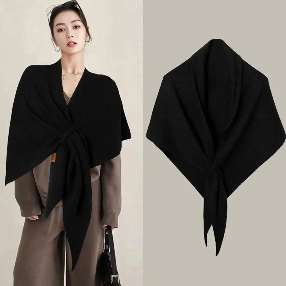 Women's Knitted Triangle Scarf – Soft Wool Blend Shawl Wrap