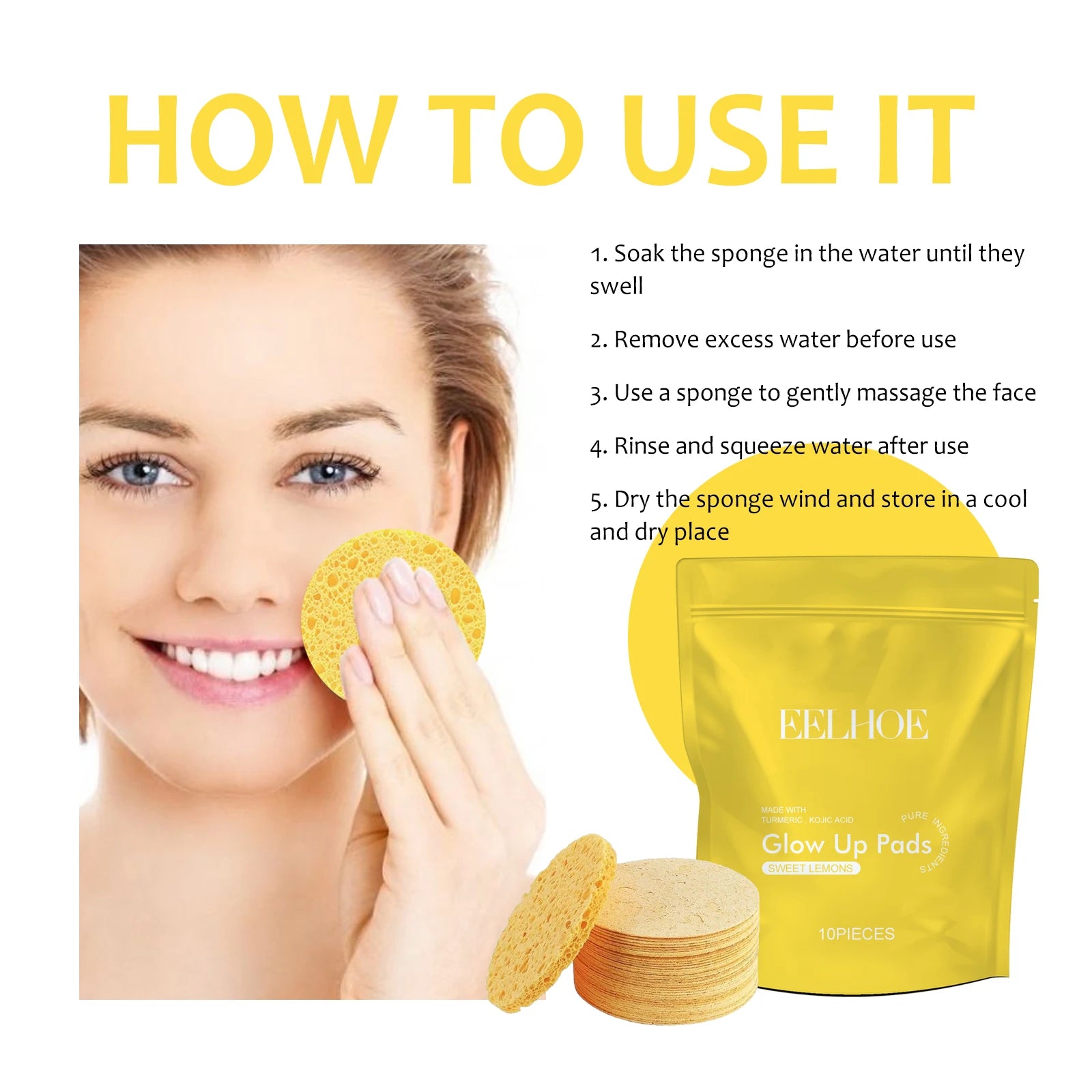 Turmeric Cleansing Pad Deeply Cleanses Skin Removes Dirt Acne Treatment Controls Oil and Softens Exfoliated Tender Skin 10Pads Oasis Select