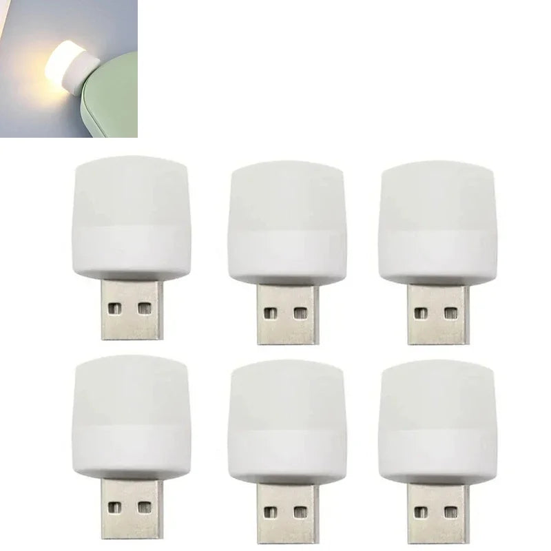 1-10pcs USB Night Light Mini LED Night Light USB Plug Lamp Power Bank Charging USB Book Lights Small Round Reading Oasis Select 6pcs Warm