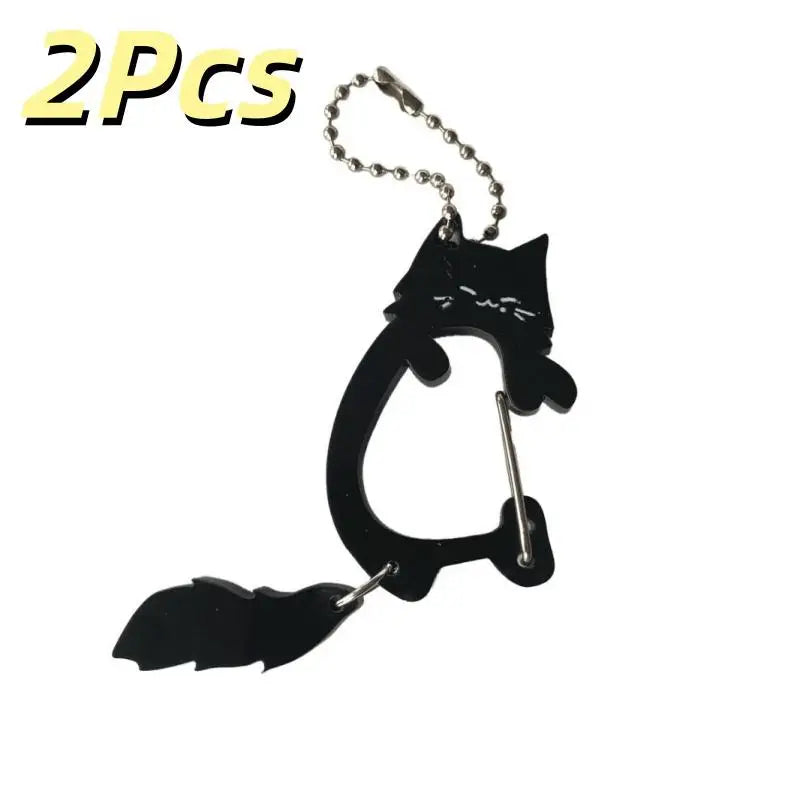 2-Pack Wagging Tail Cat Keychain | Cute Moving Pendant Carabiner Cat Keychain Pendant Oasis Select A5