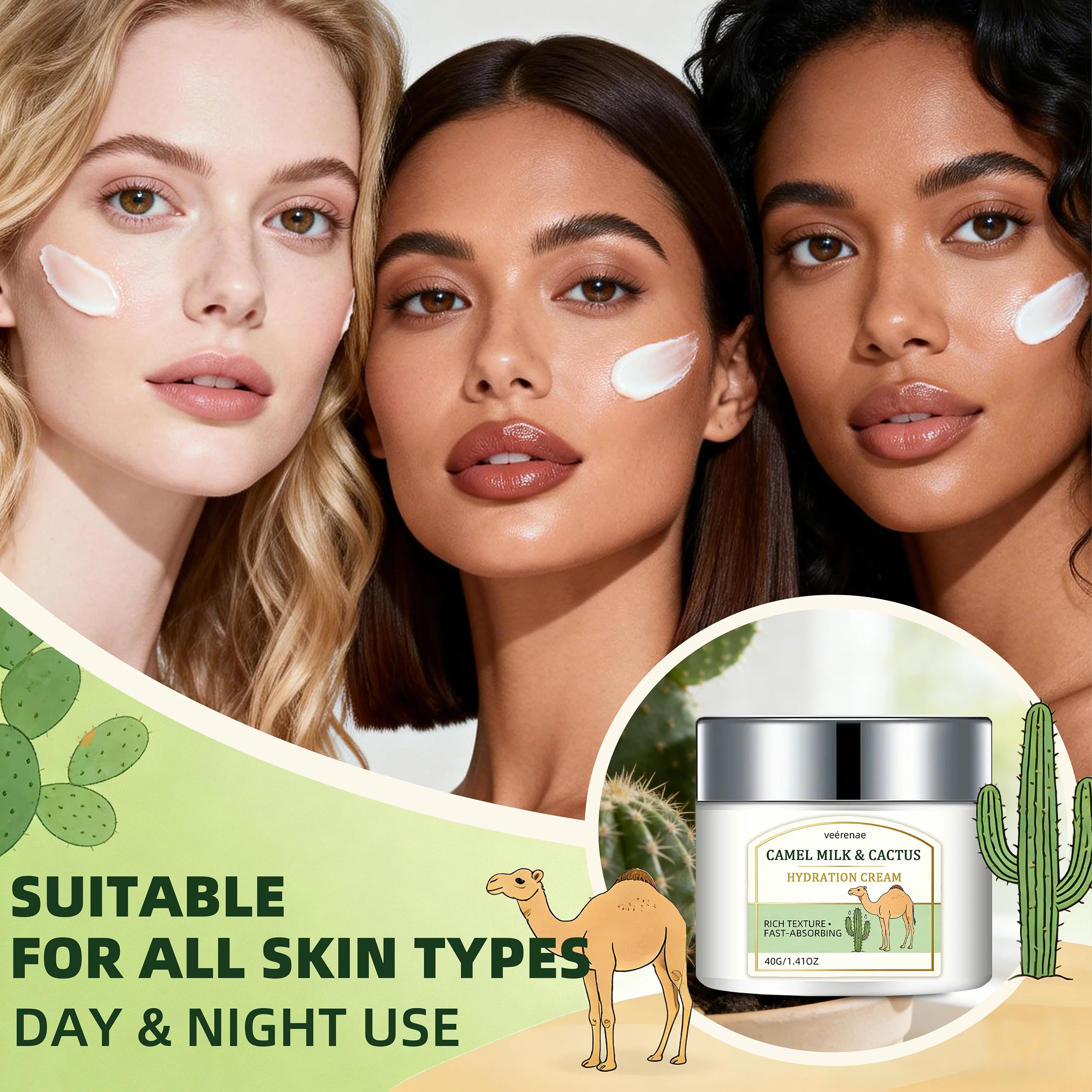 Camel Milk & Cactus Face Cream – Daily Hydration, All Skin