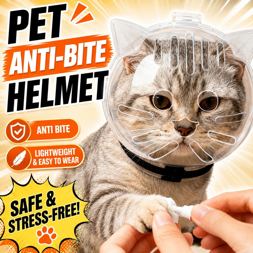 Cat Anti-Bite Helmet Breathable Transparent Hood for Grooming Nail Trimming Medical Care Anti-Licking Protective Mask Oasis Select