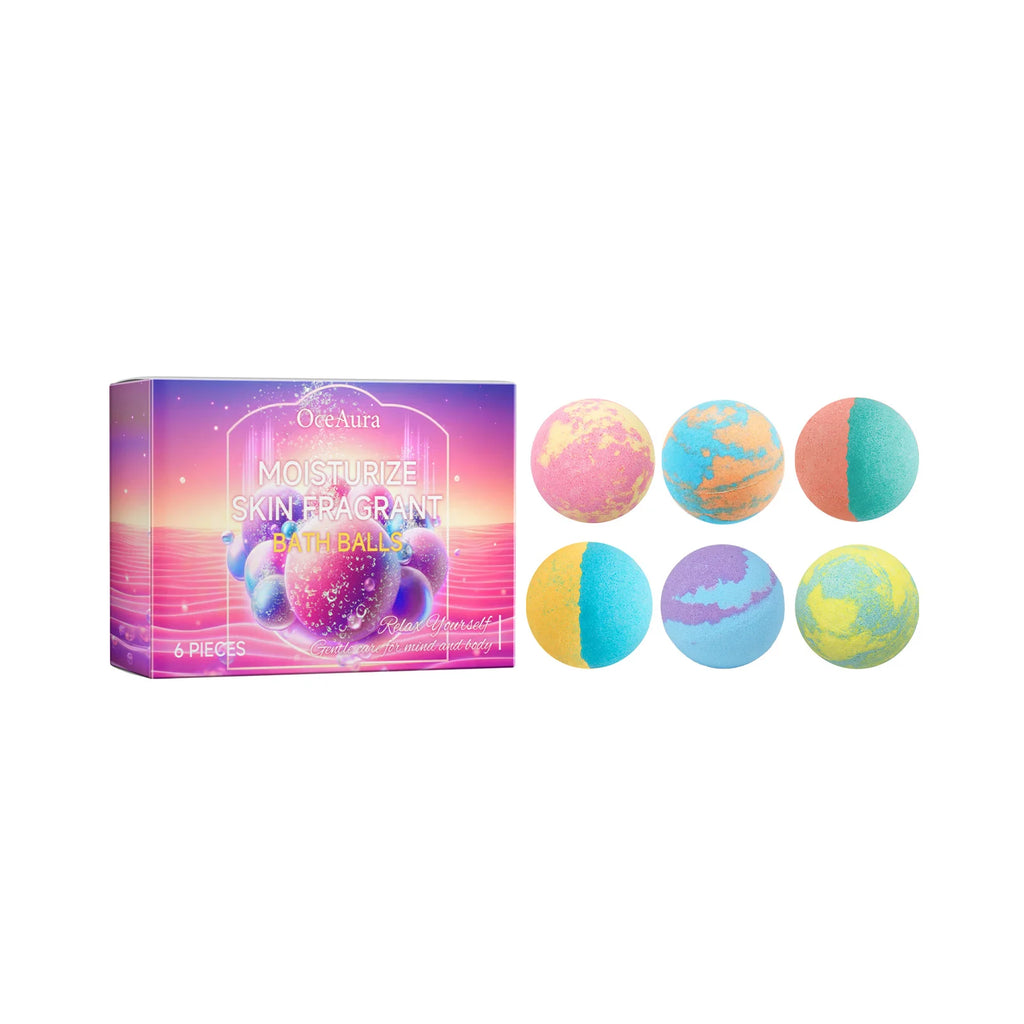 6PCS Colorful Bath Balls Gift Set Deep Moisturizing Skin Exfoliating Reduce Dryness Cheerful Scent Relax Spa Bath Flavor Balls Oasis Select 6pcs boxed