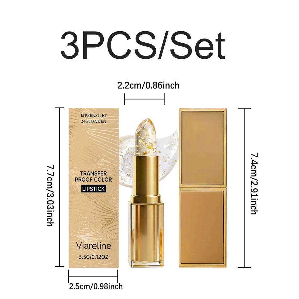 3.5g Gold Leaf Lip Balm Color Changing Temperature Reactive Moisturizing Natural Tint Non Greasy Long Lasting Hydrating Lip Care Oasis Select 3 PCS