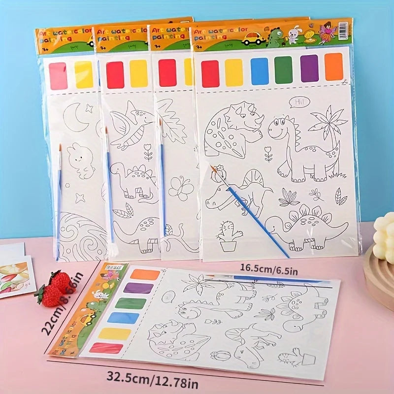 A Set of Art Tools, Including 8 Pieces of Art Paper, 8 Brushes,and 6 Colors of Paint,Suitable for Students and DIY Handmade Sets Oasis Select