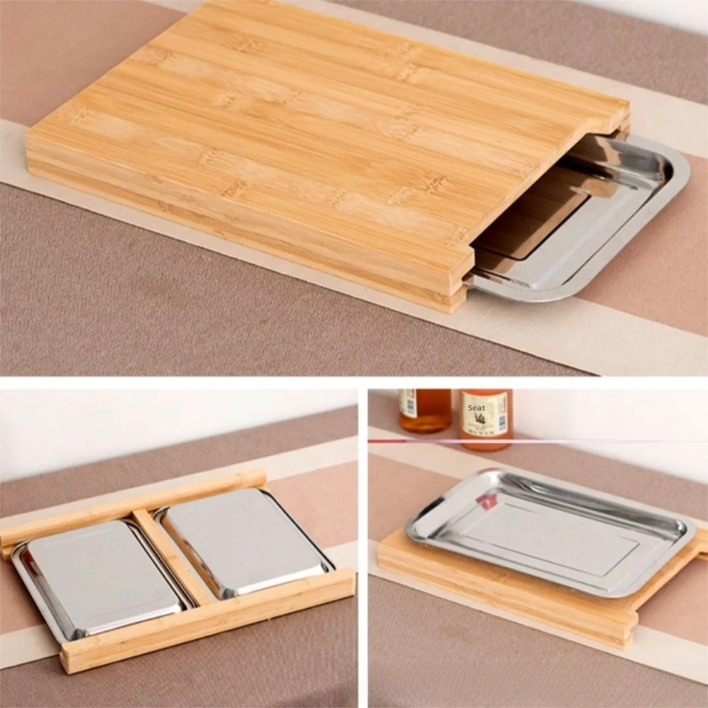 Beech Wood Cutting Board with Drawers | Non-Slip & Eco-Friendly