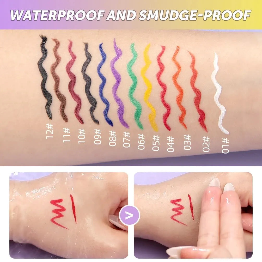 QIBEST Waterproof Liquid Eyeliner Pen – 12 Colors, Matte