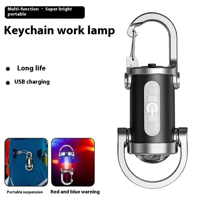 Emergency Keychain Light Rechargeable Keychain Flashlights 800 Lumens EDC COB Work Light 7 Modes for Walking Searching Hiking Oasis Select