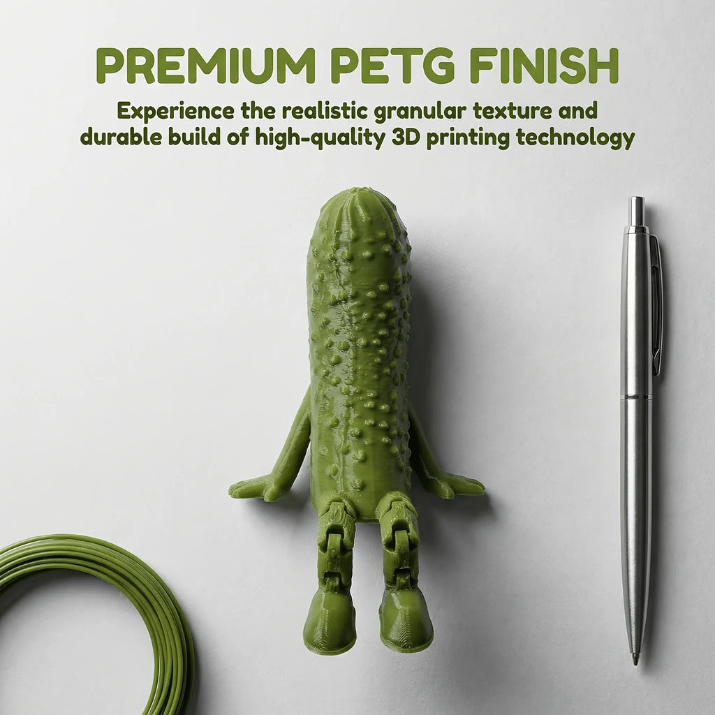 Articulated Pickle Figurine 3D Printed Movable Pickle Desk Accompanying Fruit Little People Ornament Fun Quirky Home Decor Gifts Oasis Select