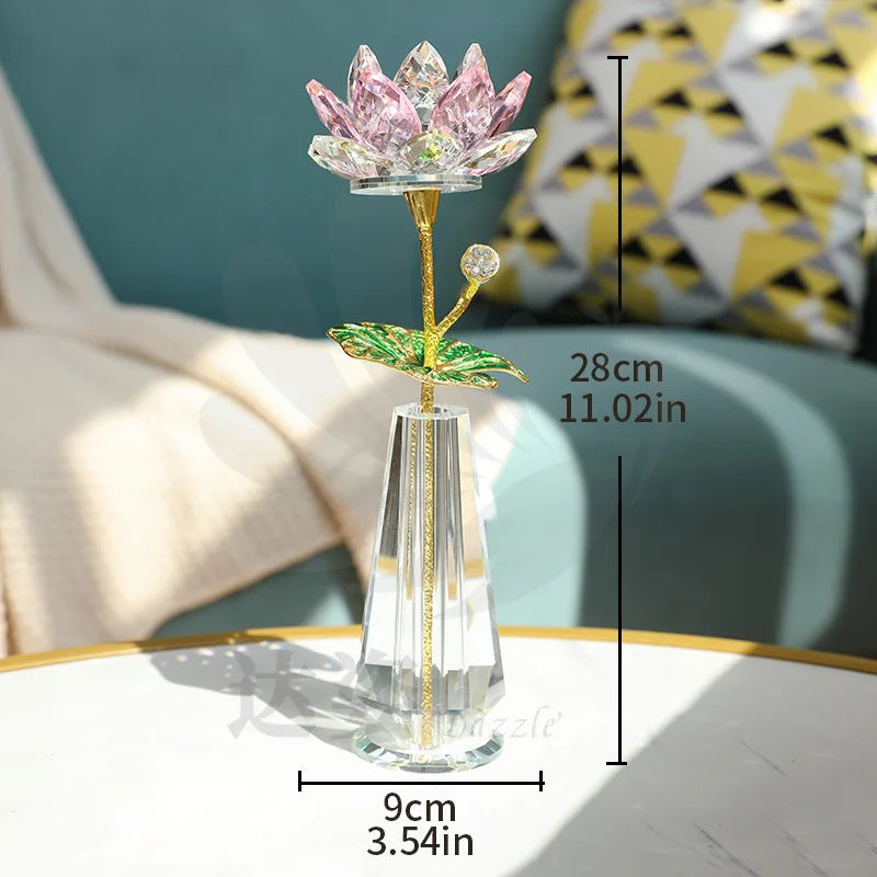 Crystal Lotus Creative New Lotus Living Room Coffee Table Opening New House Good Lianlian Simulation Flower Decoration Oasis Select Vase pink lotus