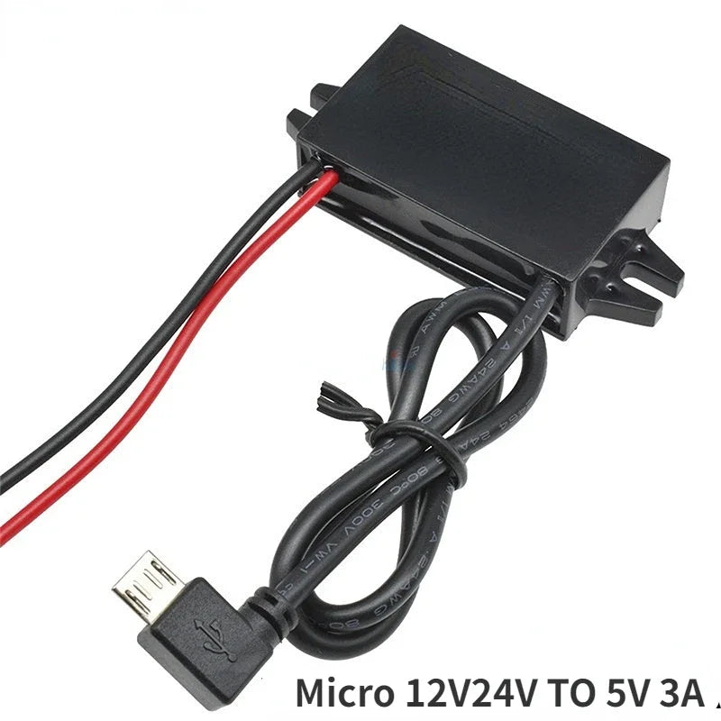 12V24V to 5V 3A DC-DC Step Down Voltage Power Supply Output Adapter Car Power Converter Micro Mini USB with Reverse Protection Oasis Select Micro (12V24V-5V3A)R