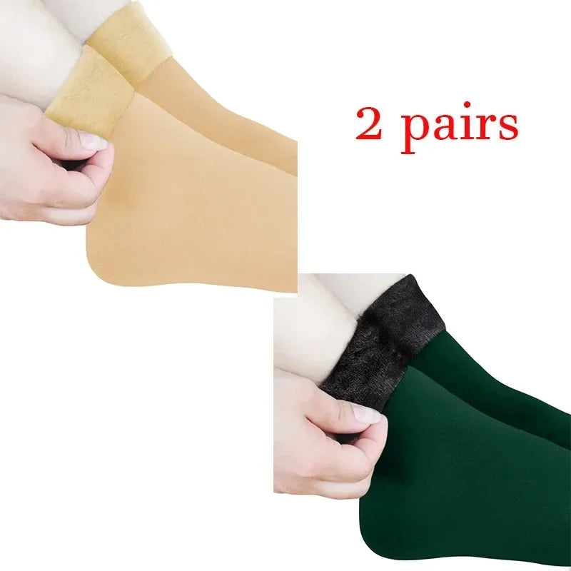 Women Winter Socks Hermal Cashmere Wool Socks Warm Thicken Thermal Snow Boots Floor Socks Oasis Select khaki 1-green 1