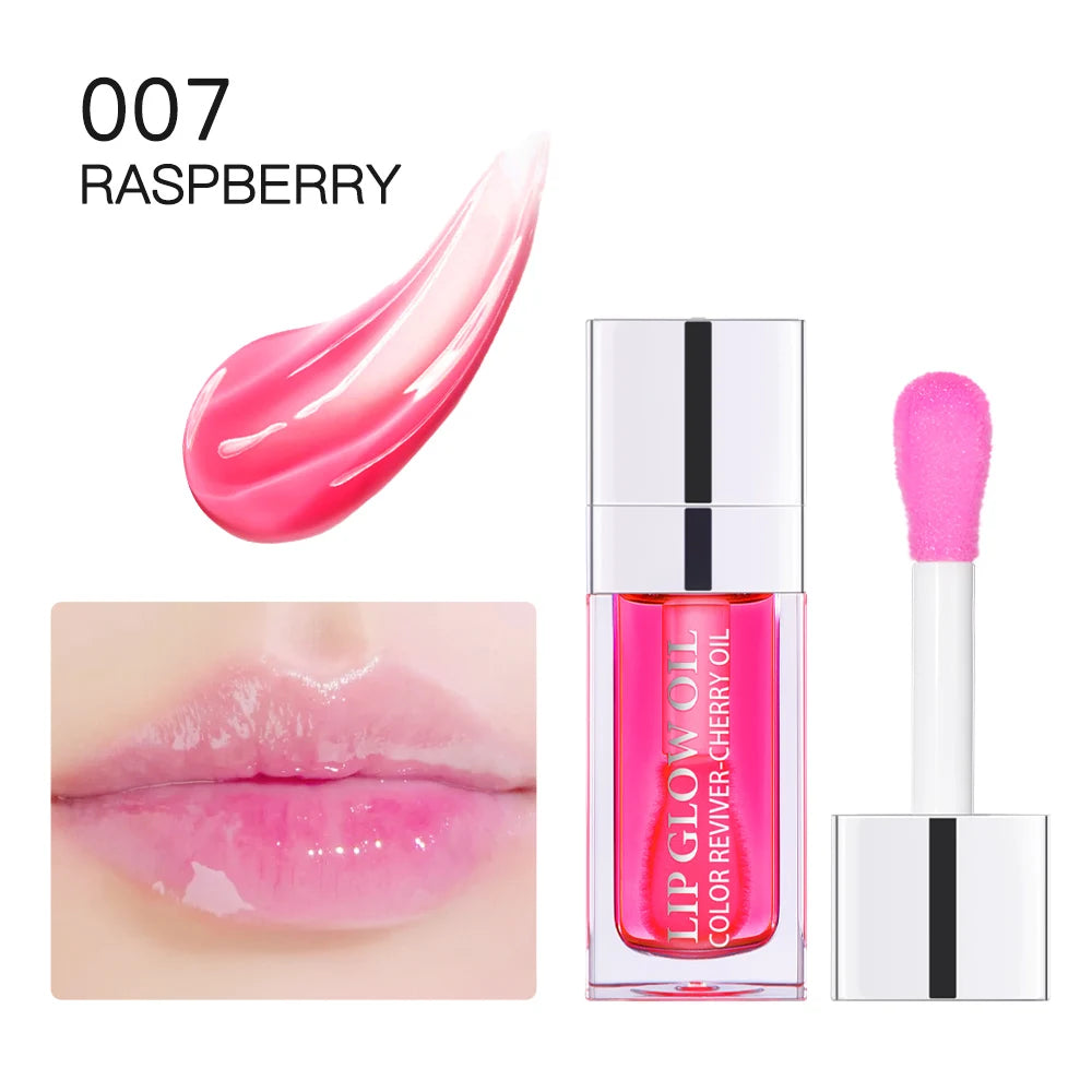 Lakerain Crystal Jelly Moisturizing Lip Oil Safety Lip Gloss Makeup Sexy Plump Hydrating Lip Glow Oil Tinted Lip Plumper Oasis Select 007 RASPBERRY