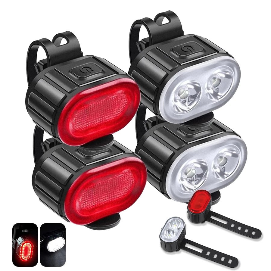 COB Bike Taillights USB Rechargeable Bicycle Safety Warning Light MTB LED Front Rear Headlight Waterproof Cycling Lamp Set Oasis Select Sets 2