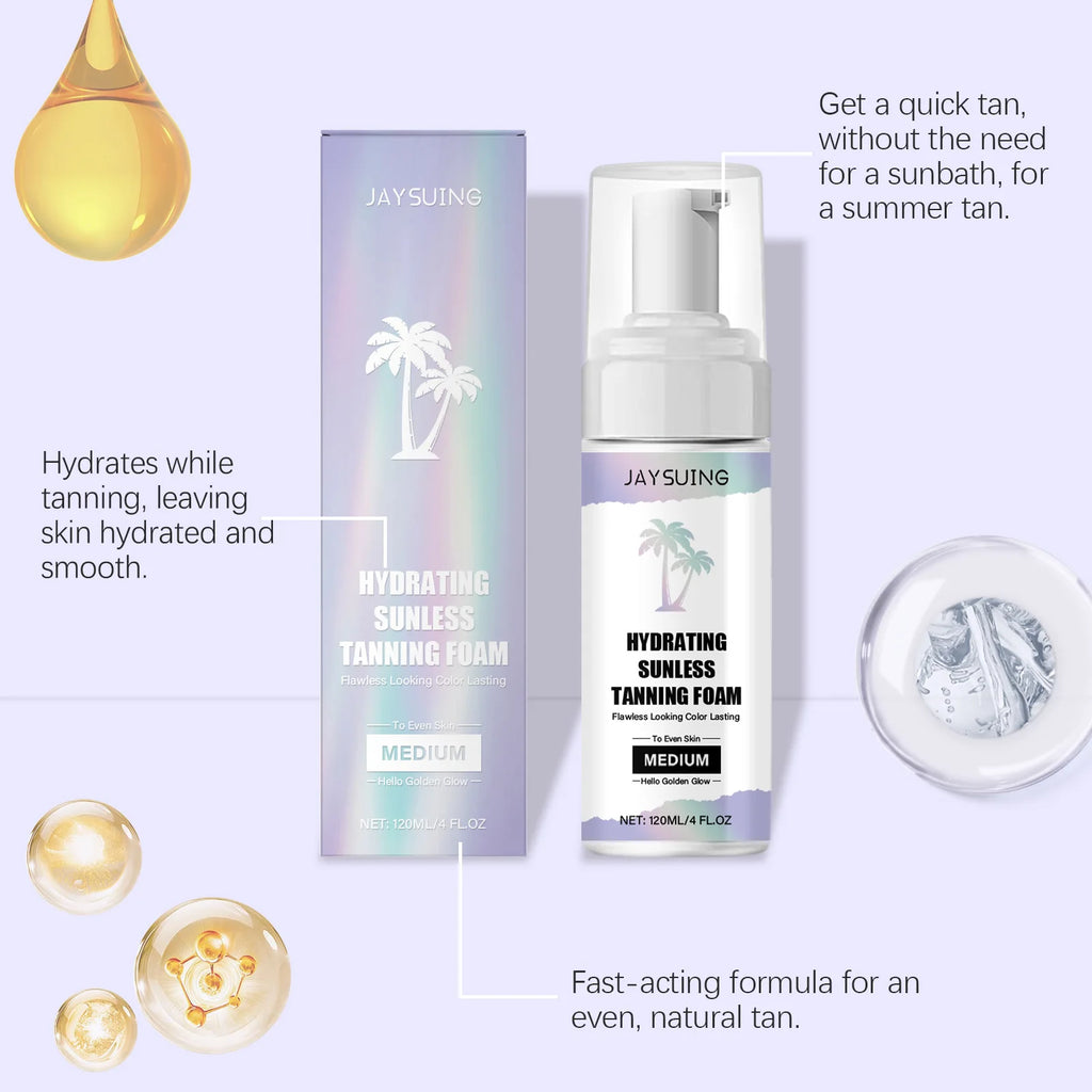 Body Self Tanning Mousse Indoor Sunless Tan Lasting Natural Bronze Brown Hydrate Skin Full Body Use Quickly Tanning Cream 120ml Oasis Select