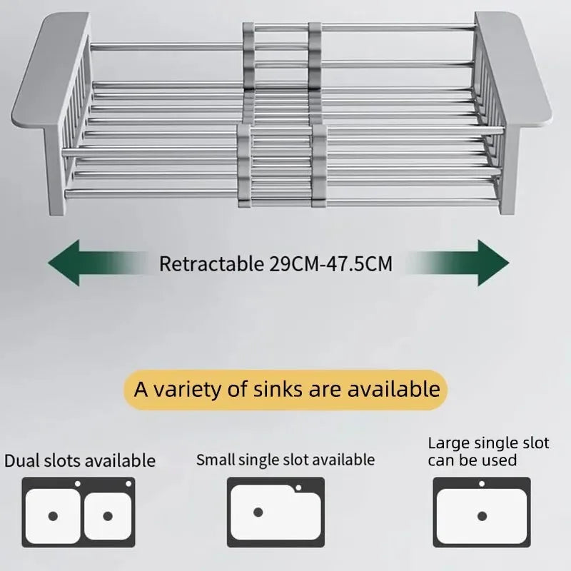 Kitchen Sink Drain Rack Dish Drain Rack Kitchen Basket Folding Drain Rack Stainless Steel Kitchen Sink Kitchen Washing Dishes Oasis Select