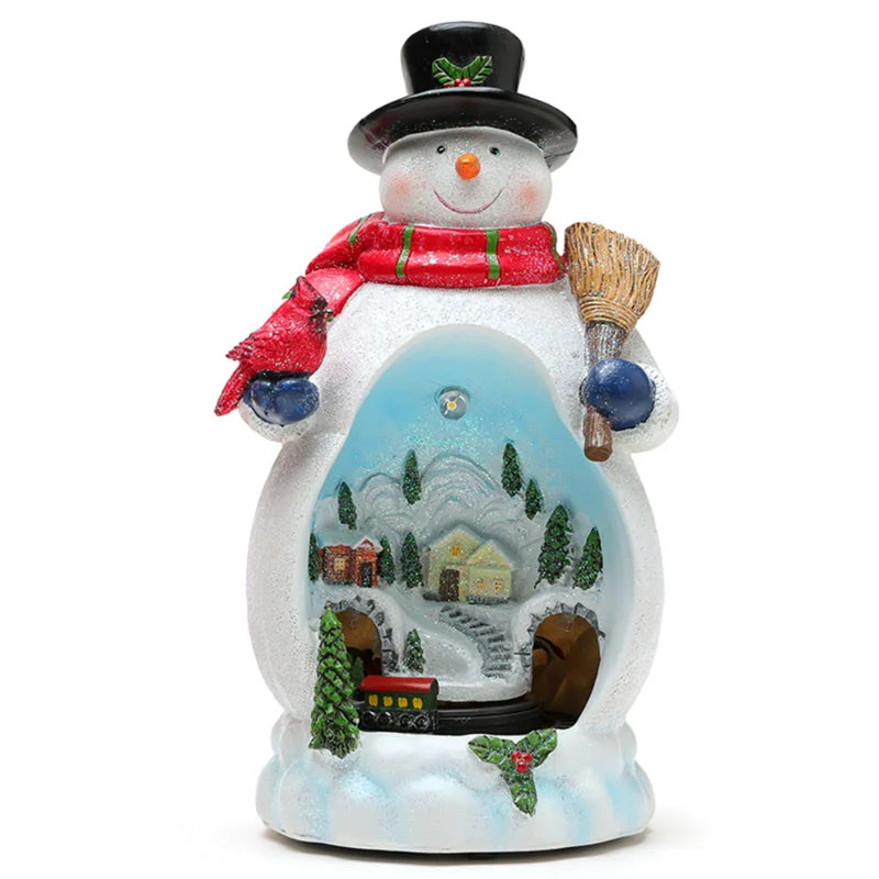 ~WISH Christmas Music Box Featuring Rotating LED Light Snowman Design Multifunctional Gift For Christmas Decorations Ornament Oasis Select