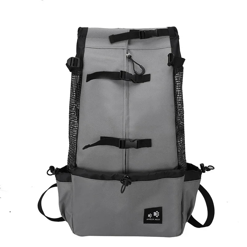Outdoor Travel Puppy Medium Dog Backpack for Small Dogs Breathable Walking French Bulldog Carrier Bags Accessories Pet Supplies Oasis Select gray XL-suit 15-28kg