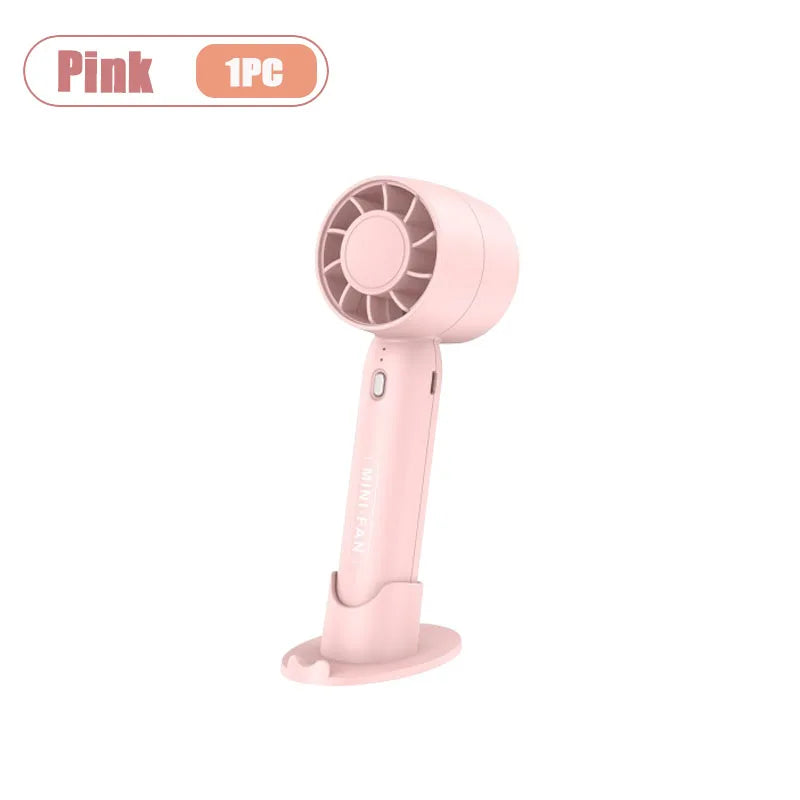 Mini USB Handheld Fan Portable Rechargeable Small Desk Fan for Students Office Travel Personal Cooling Breeze Quiet 3 Speed Oasis Select Pink-1PC