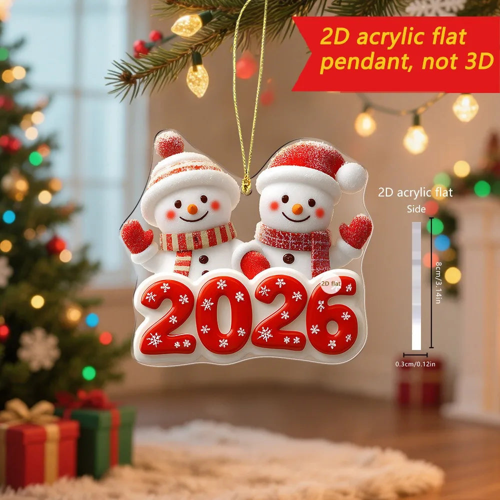 2026 Acrylic Santa & Reindeer Christmas Pendant Ornament